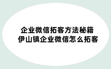 企业微信拓客方法秘籍 伊山镇企业微信怎么拓客